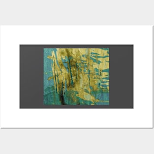 Golden-blue abstract Posters and Art